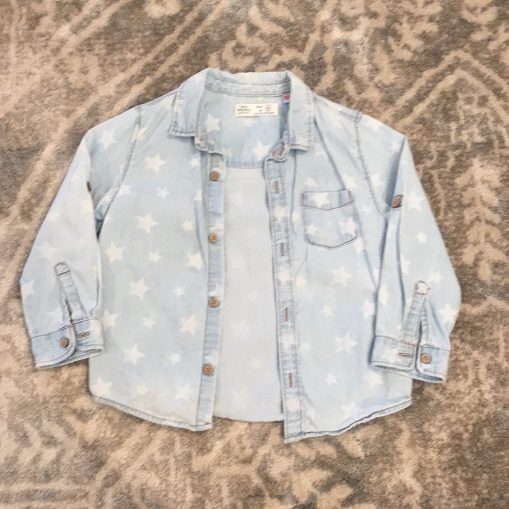 Zara Star button up long sleeve 2/3 years